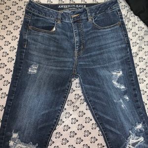 American Eagle high rise jeggings distressed
